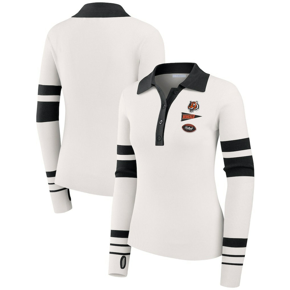 Cincinnati Bengals  WEAR by Erin Andrews Women's Ribbed Henley Polo Sweater