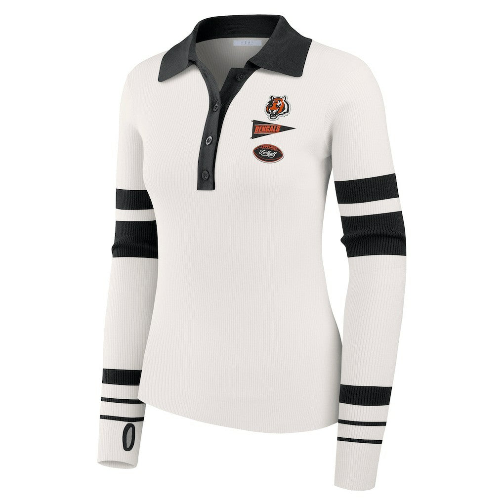 Cincinnati Bengals  WEAR by Erin Andrews Women's Ribbed Henley Polo Sweater