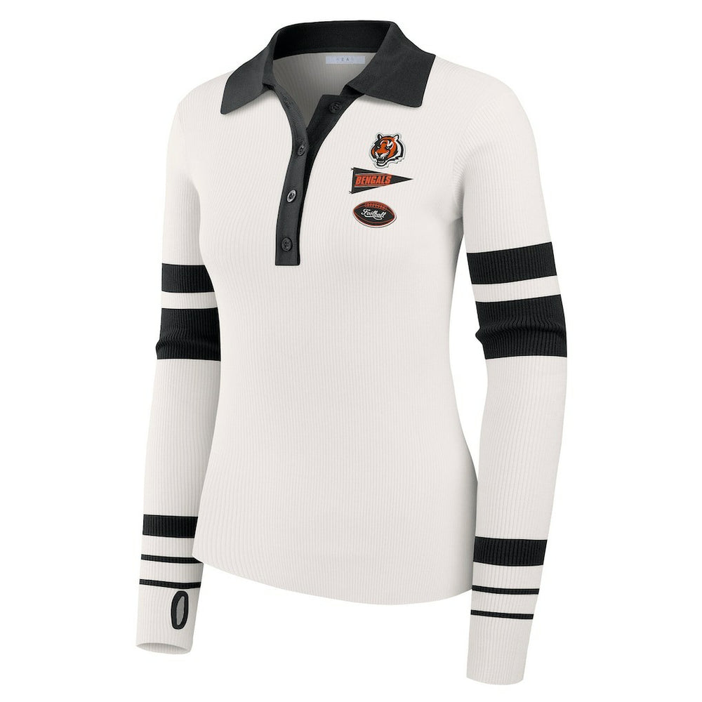 Cincinnati Bengals  WEAR by Erin Andrews Women's Ribbed Henley Polo Sweater
