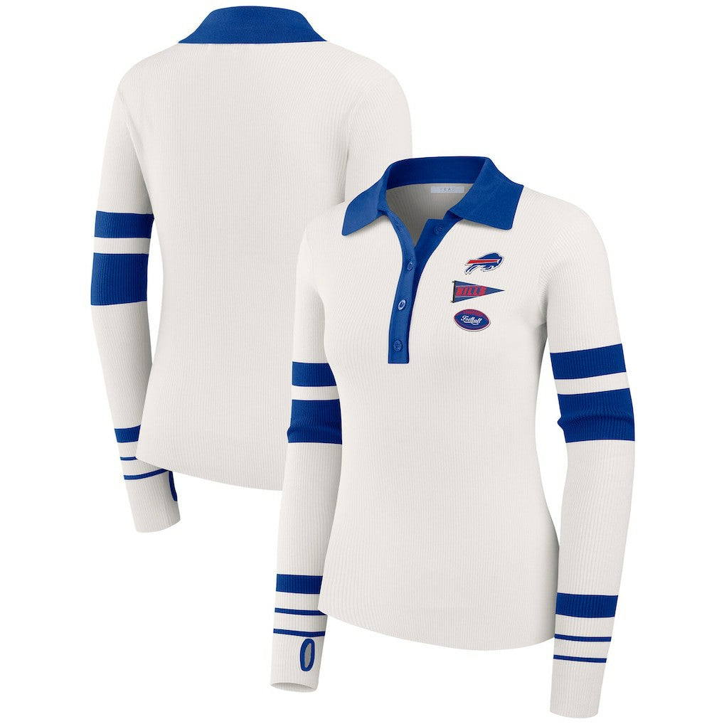 Buffalo Bills  WEAR by Erin Andrews Women's Ribbed Henley Polo Sweater