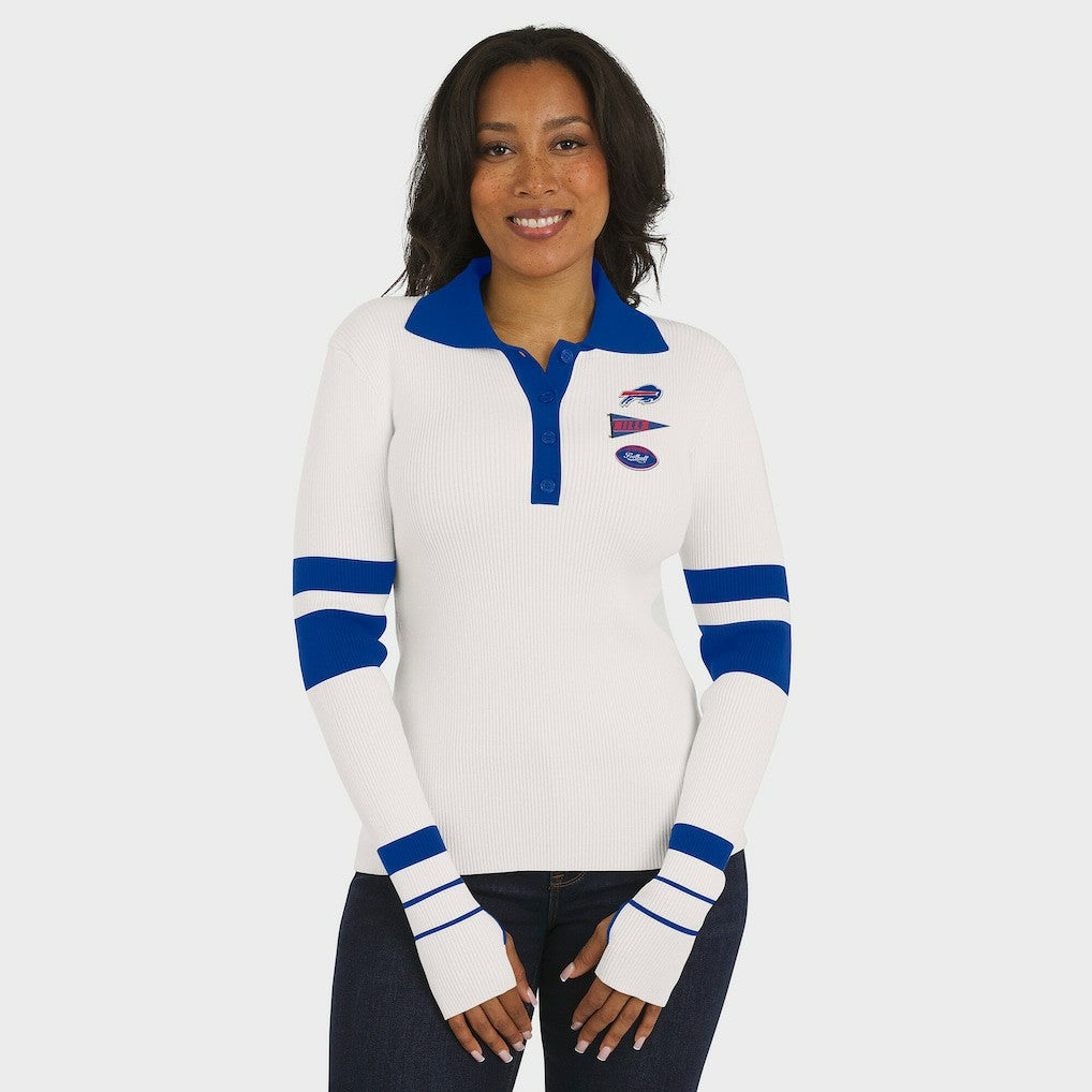 Buffalo Bills  WEAR by Erin Andrews Women's Ribbed Henley Polo Sweater