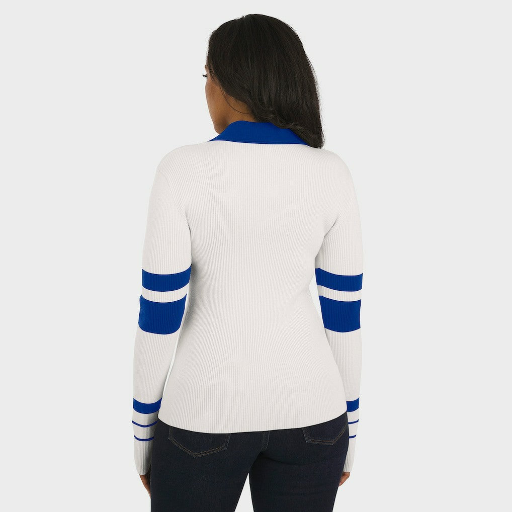 Buffalo Bills  WEAR by Erin Andrews Women's Ribbed Henley Polo Sweater