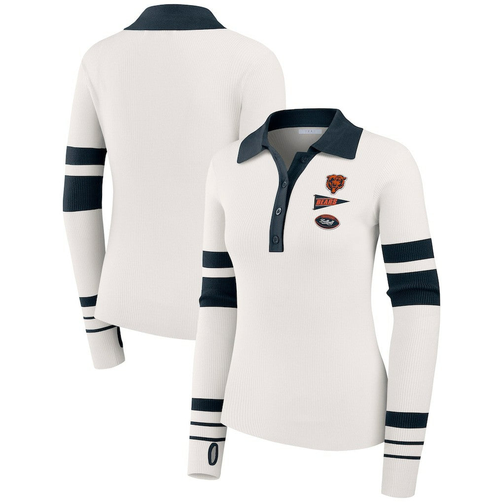 Chicago Bears  WEAR by Erin Andrews Women's Ribbed Henley Polo Sweater