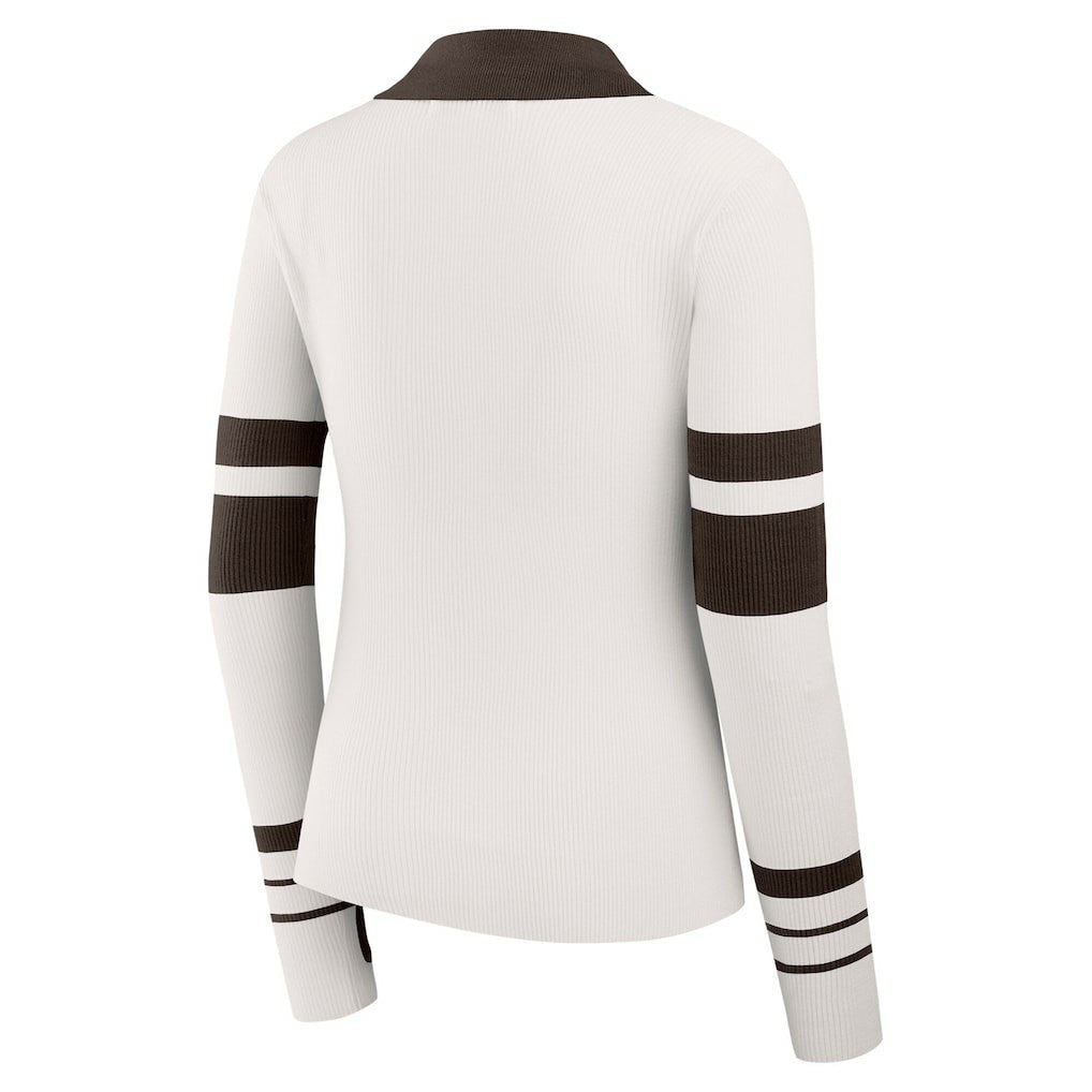 Cleveland Browns  WEAR by Erin Andrews Women's Ribbed Henley Polo Sweater