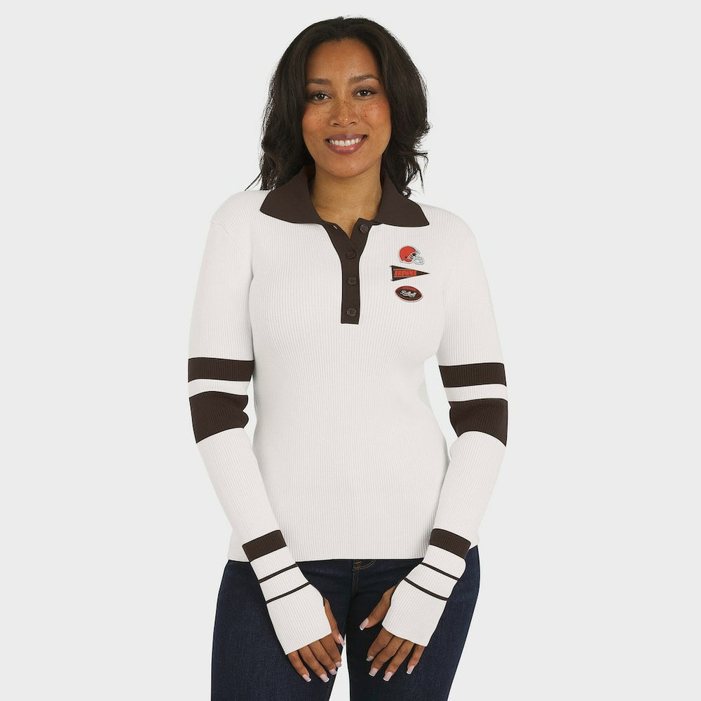 Cleveland Browns  WEAR by Erin Andrews Women's Ribbed Henley Polo Sweater