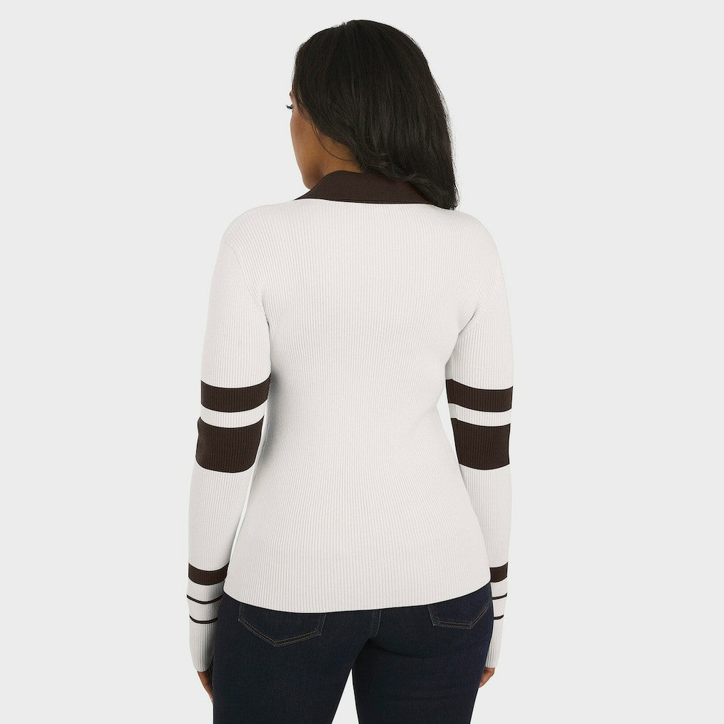 Cleveland Browns  WEAR by Erin Andrews Women's Ribbed Henley Polo Sweater