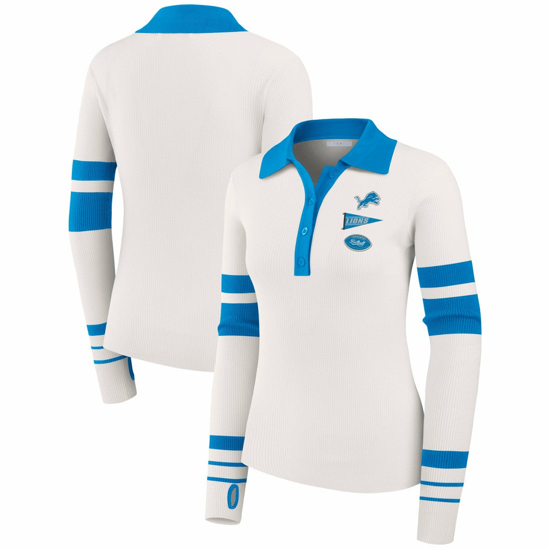 Detroit Lions  WEAR by Erin Andrews Women's Ribbed Henley Polo Sweater