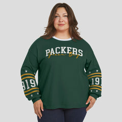 Green Bay Packers  WEAR by Erin Andrews Women's Plus Size Sport Long-Sleeve T-Shirt