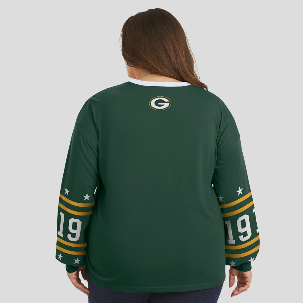 Green Bay Packers  WEAR by Erin Andrews Women's Plus Size Sport Long-Sleeve T-Shirt