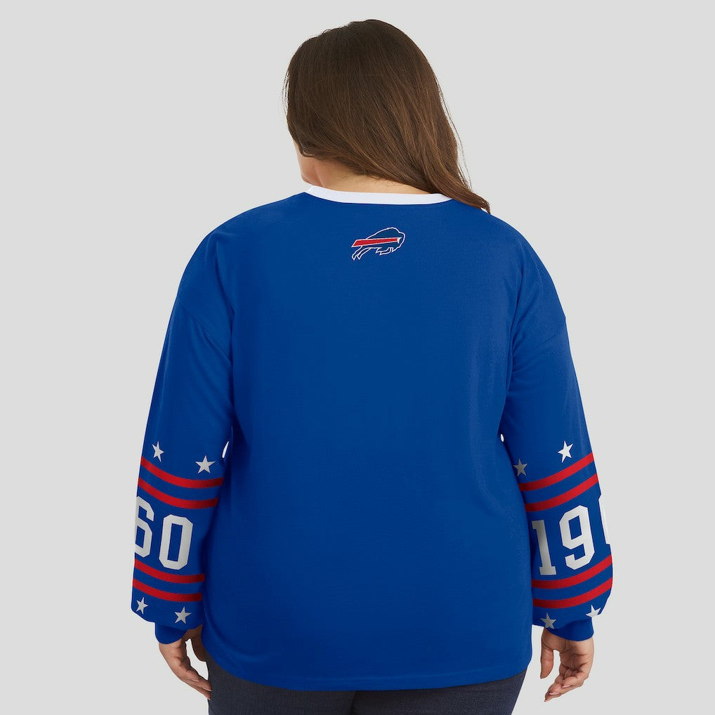 Buffalo Bills  WEAR by Erin Andrews Women's Plus Size Sport Long-Sleeve T-Shirt