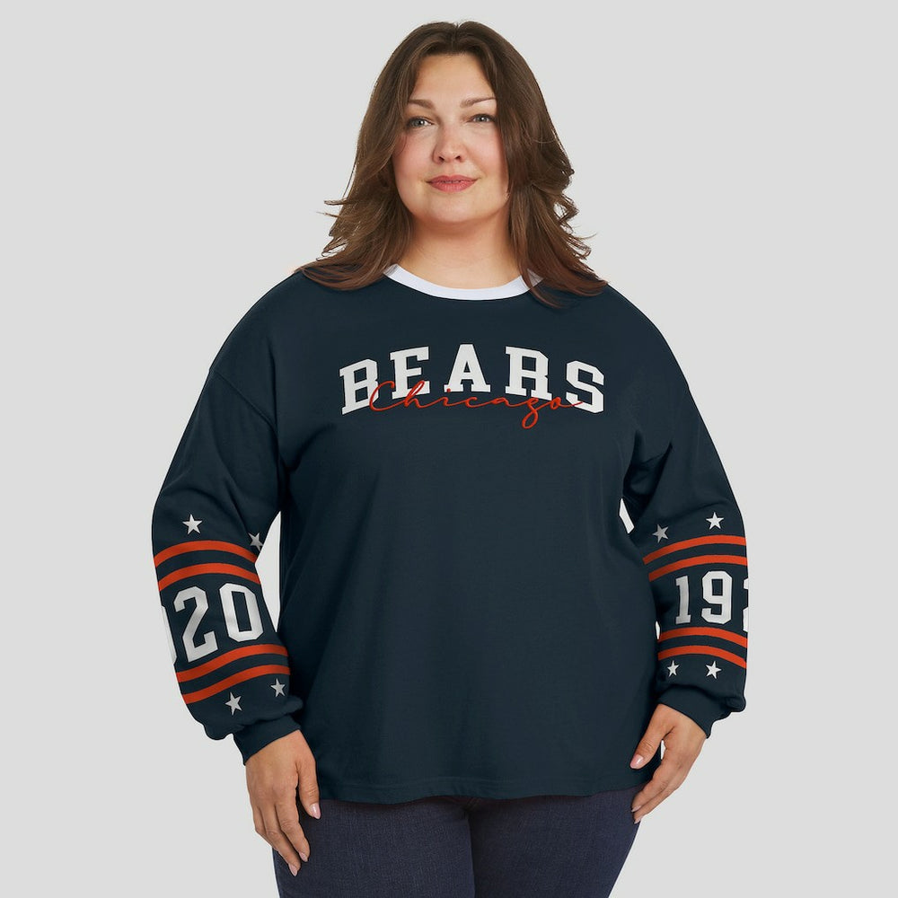 Chicago Bears  WEAR by Erin Andrews Women's Plus Size Sport Long-Sleeve T-Shirt