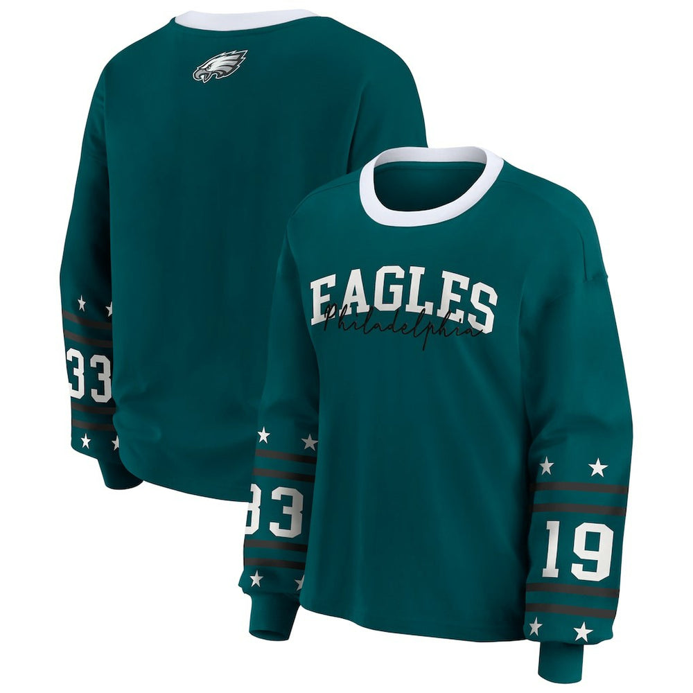 Philadelphia Eagles  WEAR by Erin Andrews Women's Plus Size Sport Long-Sleeve T-Shirt