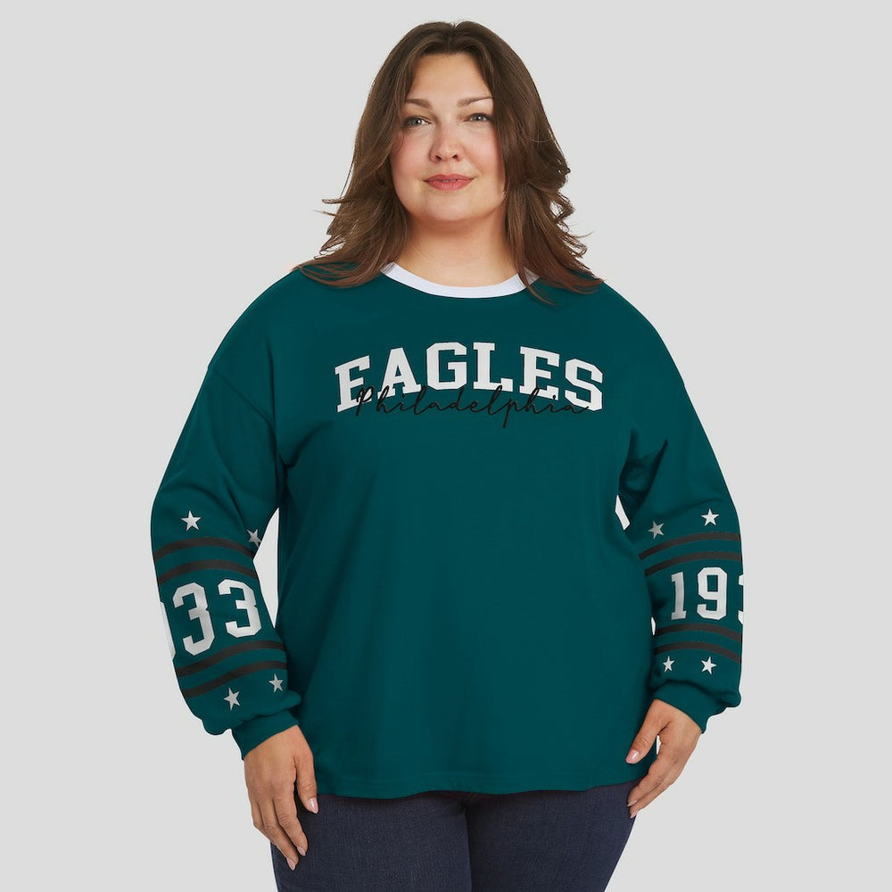 Philadelphia Eagles  WEAR by Erin Andrews Women's Plus Size Sport Long-Sleeve T-Shirt