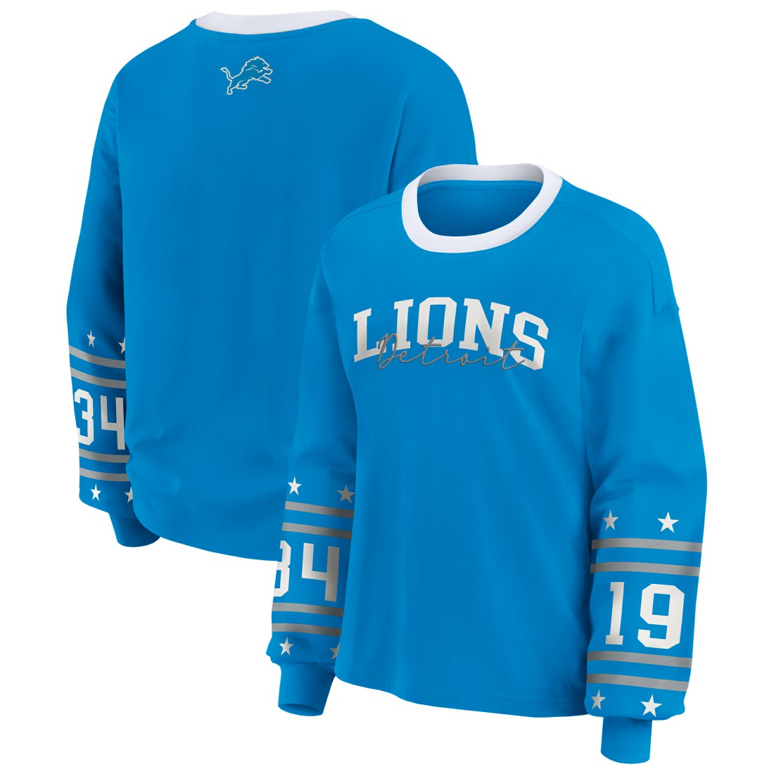 Detroit Lions  WEAR by Erin Andrews Women's Plus Size Sport Long-Sleeve T-Shirt