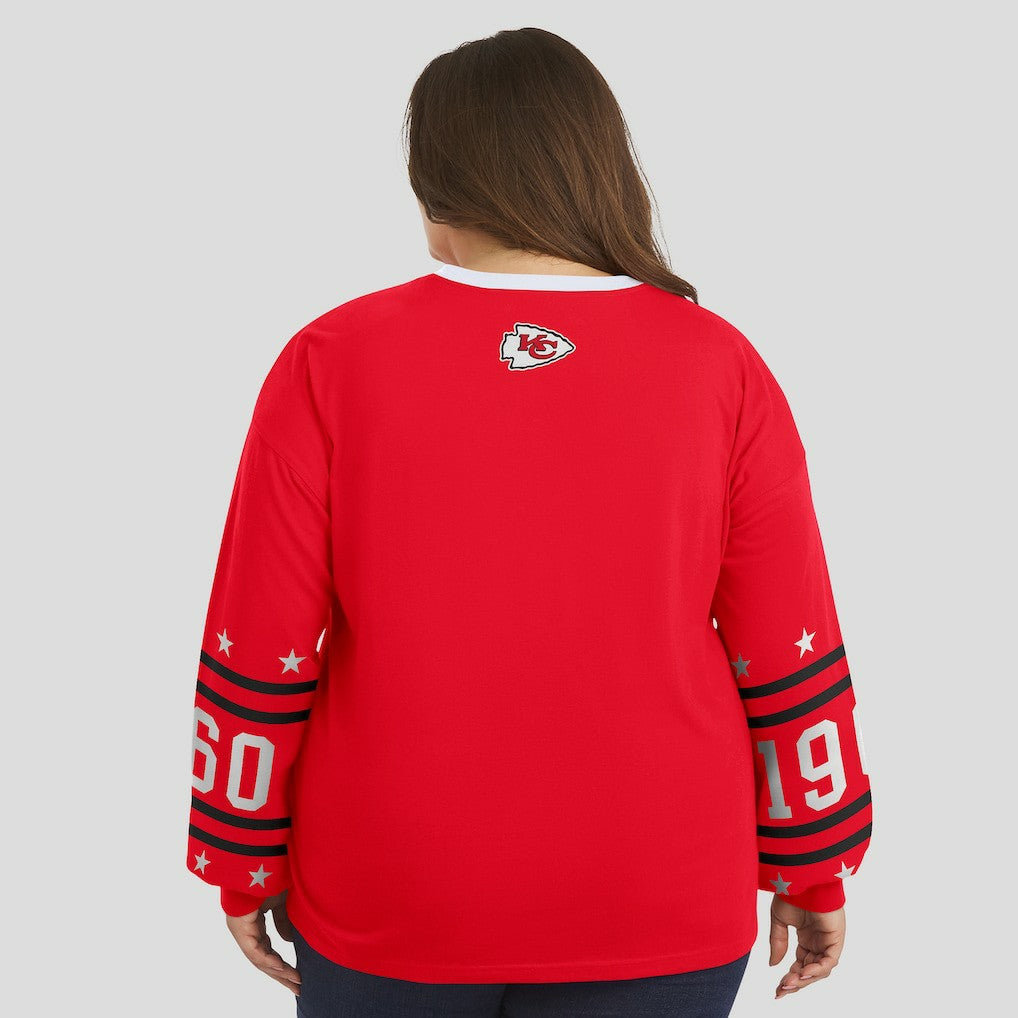 Kansas City Chiefs  WEAR by Erin Andrews Women's Plus Size Sport Long-Sleeve T-Shirt