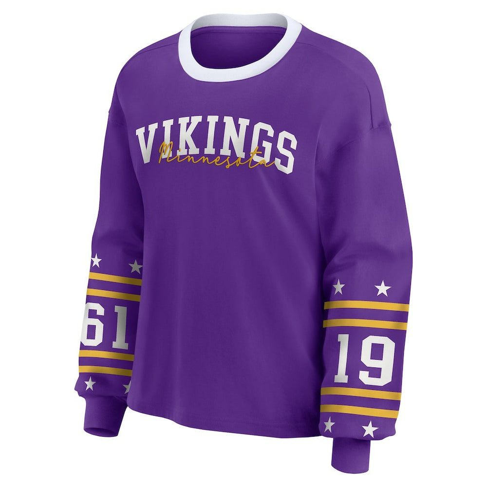 Minnesota Vikings  WEAR by Erin Andrews Women's Plus Size Sport Long-Sleeve T-Shirt