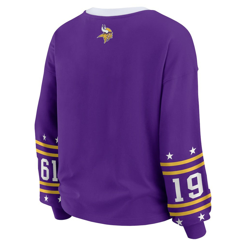 Minnesota Vikings  WEAR by Erin Andrews Women's Plus Size Sport Long-Sleeve T-Shirt