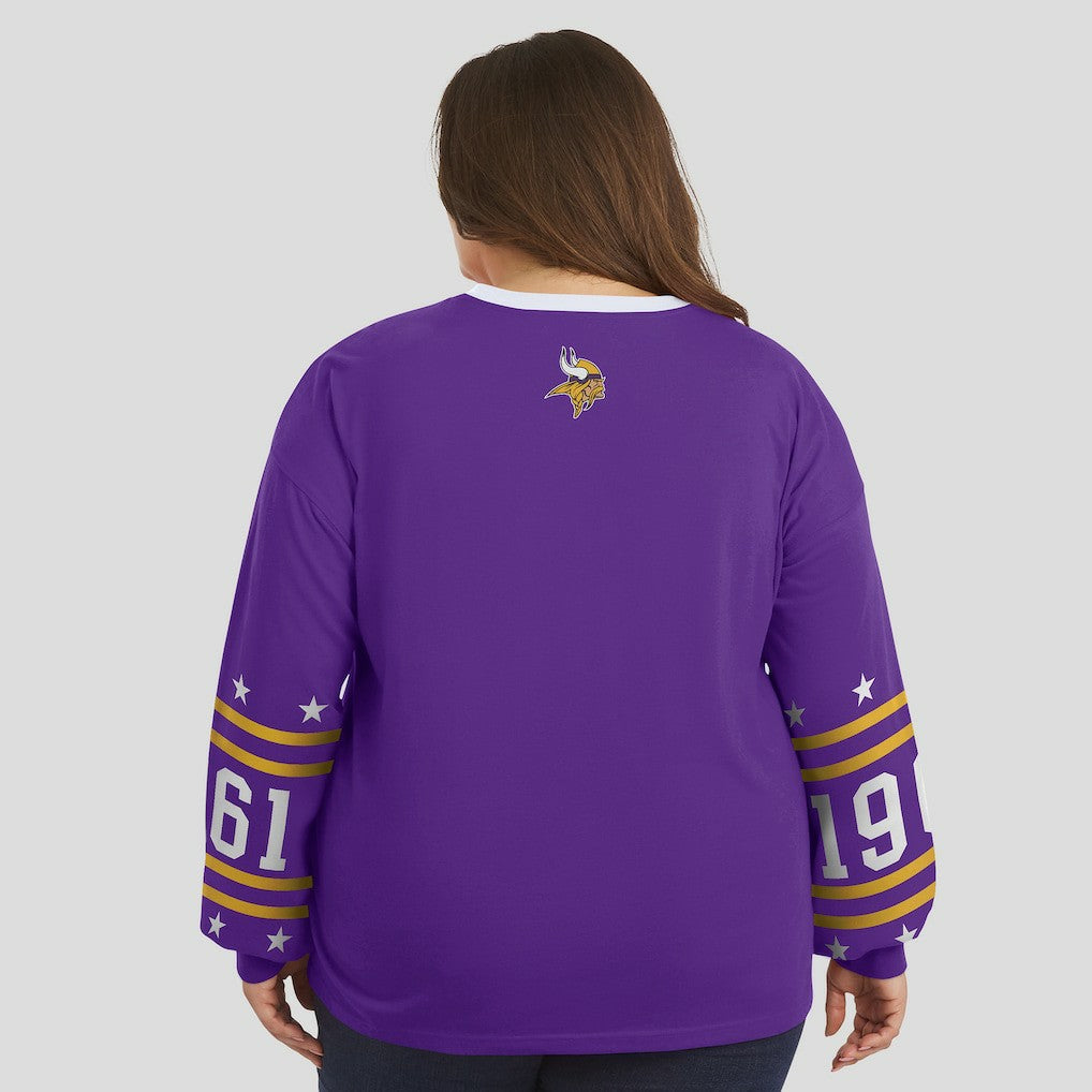 Minnesota Vikings  WEAR by Erin Andrews Women's Plus Size Sport Long-Sleeve T-Shirt