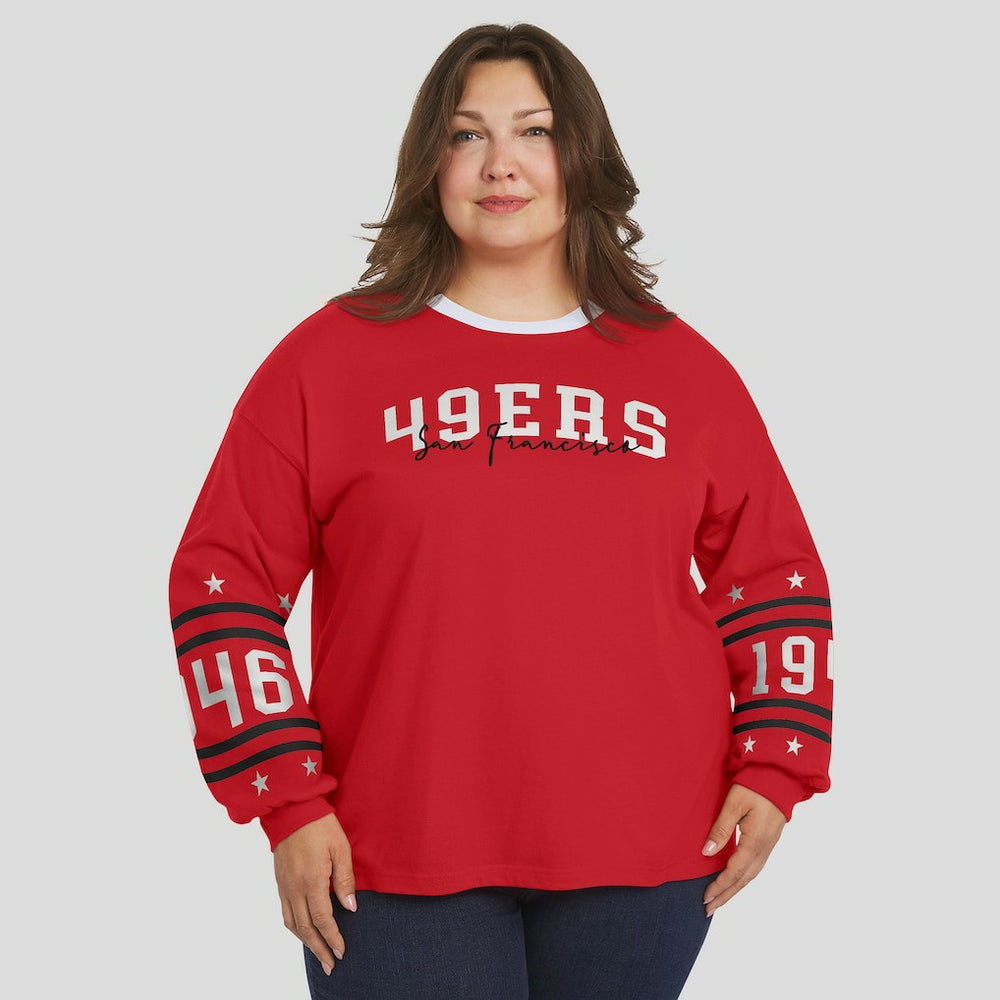 San Francisco 49ers  WEAR by Erin Andrews Women's Plus Size Sport Long-Sleeve T-Shirt