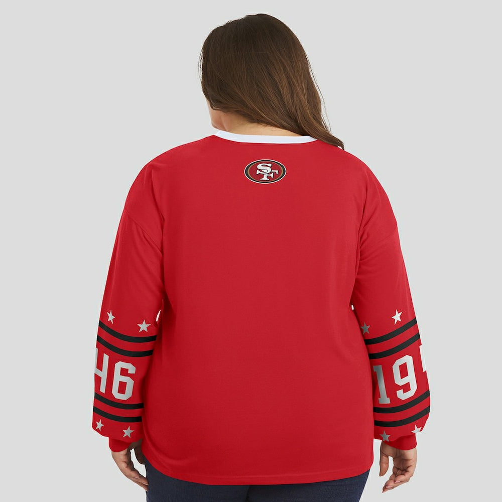 San Francisco 49ers  WEAR by Erin Andrews Women's Plus Size Sport Long-Sleeve T-Shirt