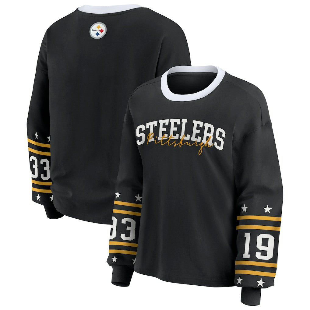Pittsburgh Steelers  WEAR by Erin Andrews Women's Plus Size Sport Long-Sleeve T-Shirt