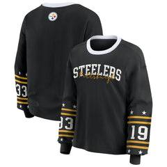 Pittsburgh Steelers  WEAR by Erin Andrews Women's Plus Size Sport Long-Sleeve T-Shirt