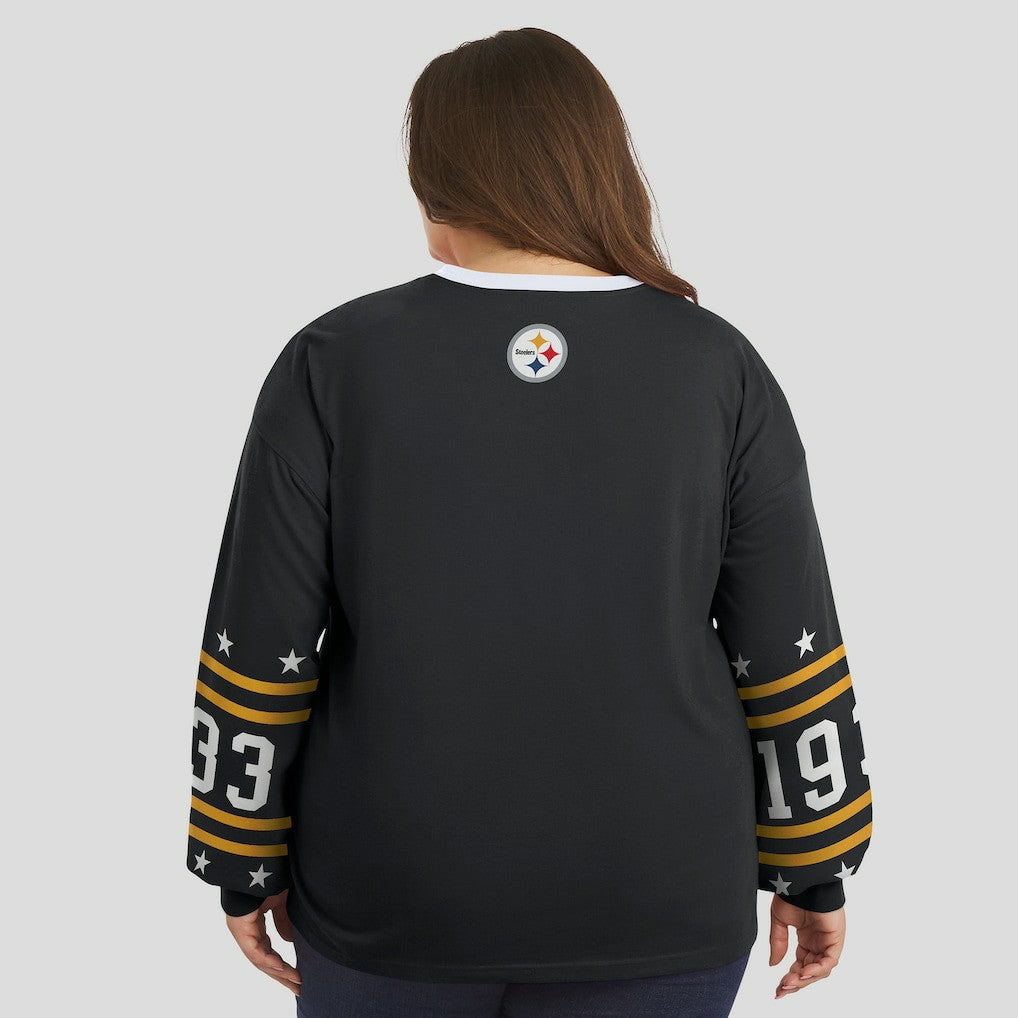 Pittsburgh Steelers  WEAR by Erin Andrews Women's Plus Size Sport Long-Sleeve T-Shirt