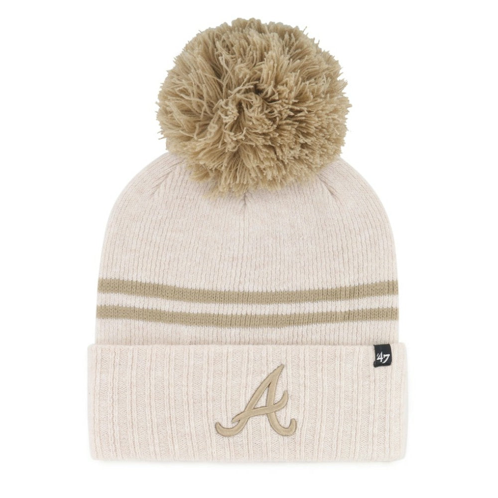 Atlanta Braves '47 Women's Latte Cuffed Knit Hat with Pom | MLB Outlet