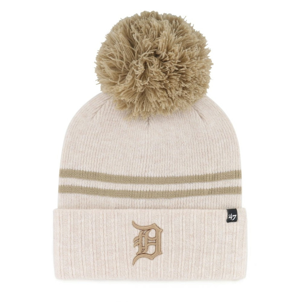 Detroit Tigers '47 Women's Latte Cuffed Knit Hat with Pom | MLB US