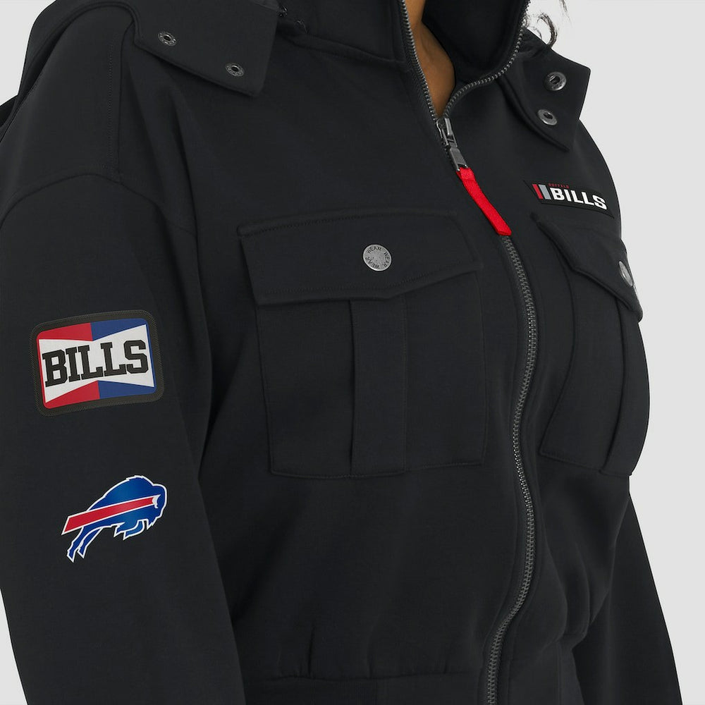 Buffalo Bills  WEAR by Erin Andrews Women's Tri-Blend Patch Pocket Cropped Full-Zip Bomber Hoodie Jacket