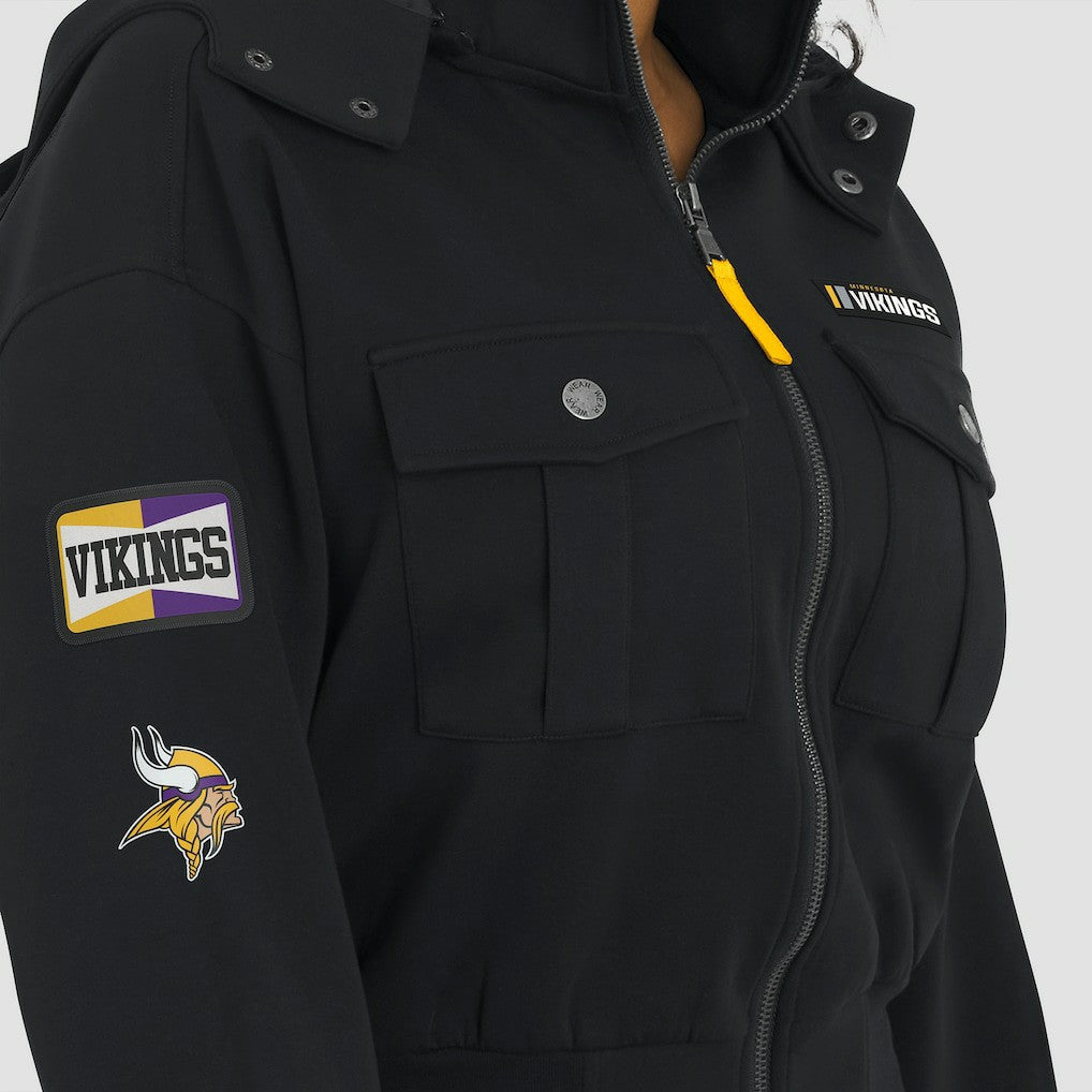 Minnesota Vikings  WEAR by Erin Andrews Women's Tri-Blend Patch Pocket Cropped Full-Zip Bomber Hoodie Jacket