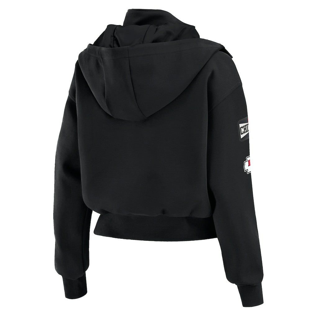 Kansas City Chiefs  WEAR by Erin Andrews Women's Tri-Blend Patch Pocket Cropped Full-Zip Bomber Hoodie Jacket