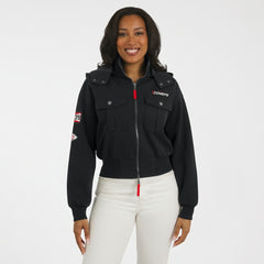 Kansas City Chiefs  WEAR by Erin Andrews Women's Tri-Blend Patch Pocket Cropped Full-Zip Bomber Hoodie Jacket