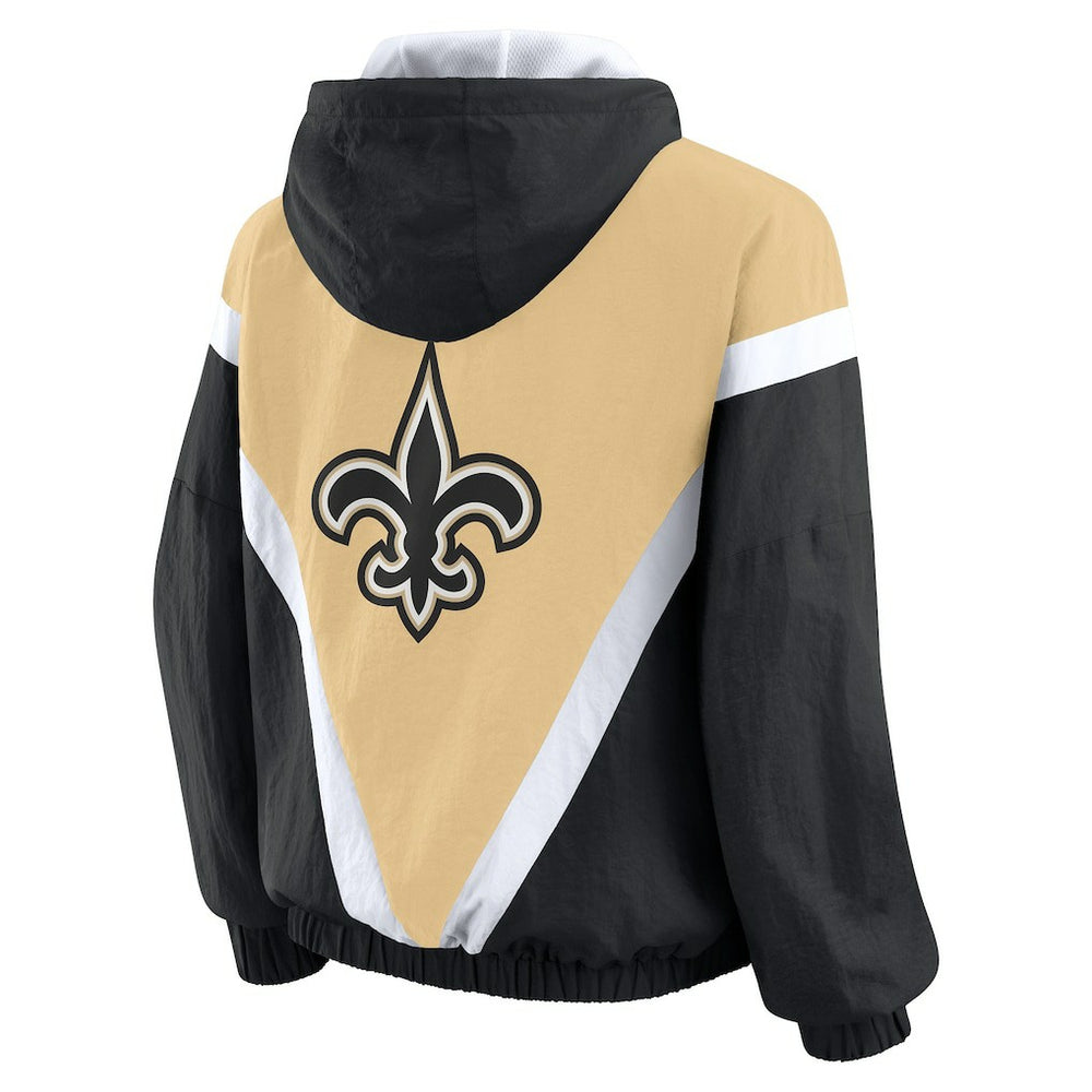 New Orleans Saints  WEAR by Erin Andrews Women's Retro Crinkle Full-Zip Hoodie Windbreaker