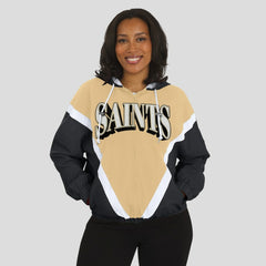New Orleans Saints  WEAR by Erin Andrews Women's Retro Crinkle Full-Zip Hoodie Windbreaker