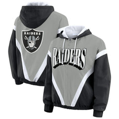 Las Vegas Raiders  WEAR by Erin Andrews Women's Retro Crinkle Full-Zip Hoodie Windbreaker