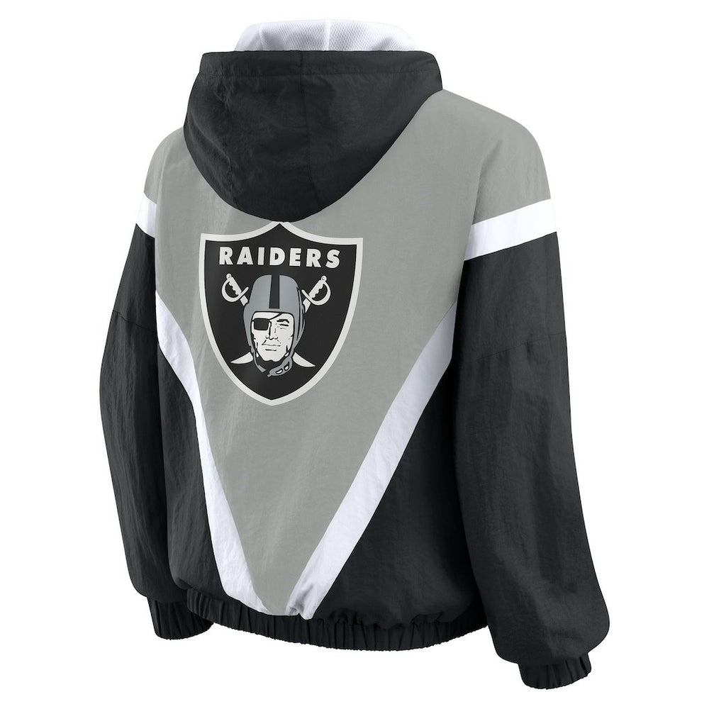 Las Vegas Raiders  WEAR by Erin Andrews Women's Retro Crinkle Full-Zip Hoodie Windbreaker