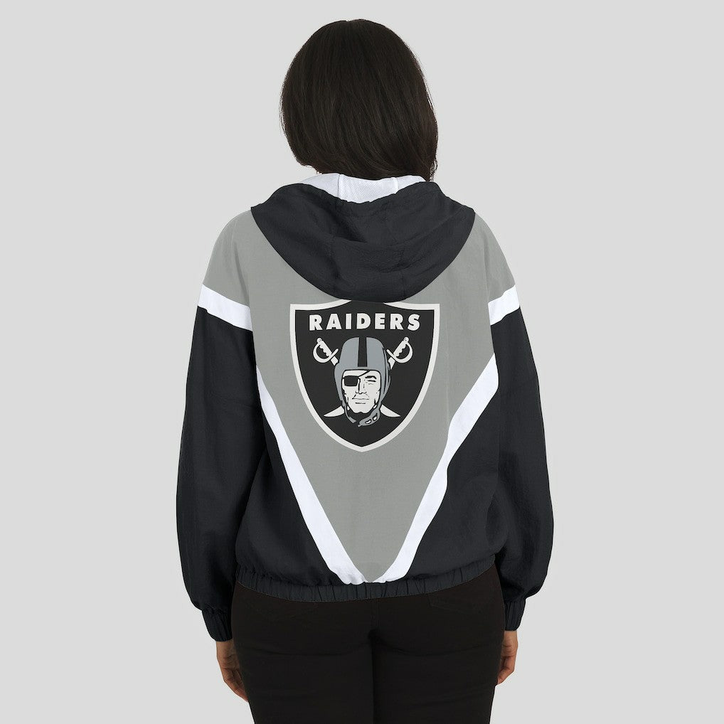 Las Vegas Raiders  WEAR by Erin Andrews Women's Retro Crinkle Full-Zip Hoodie Windbreaker