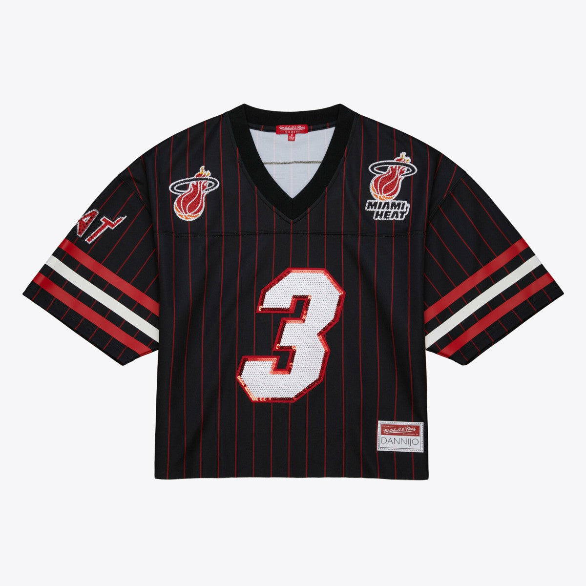 Dwyane Wade Miami Heat x DANNIJO Women's Cropped Football Fashion Jersey - Black