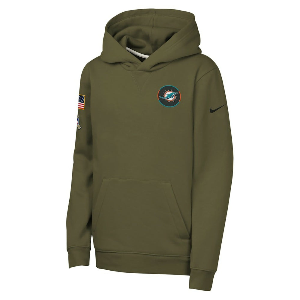 Miami Dolphins Nike Youth 2025 Salute to Service Club Fleece Hoodie