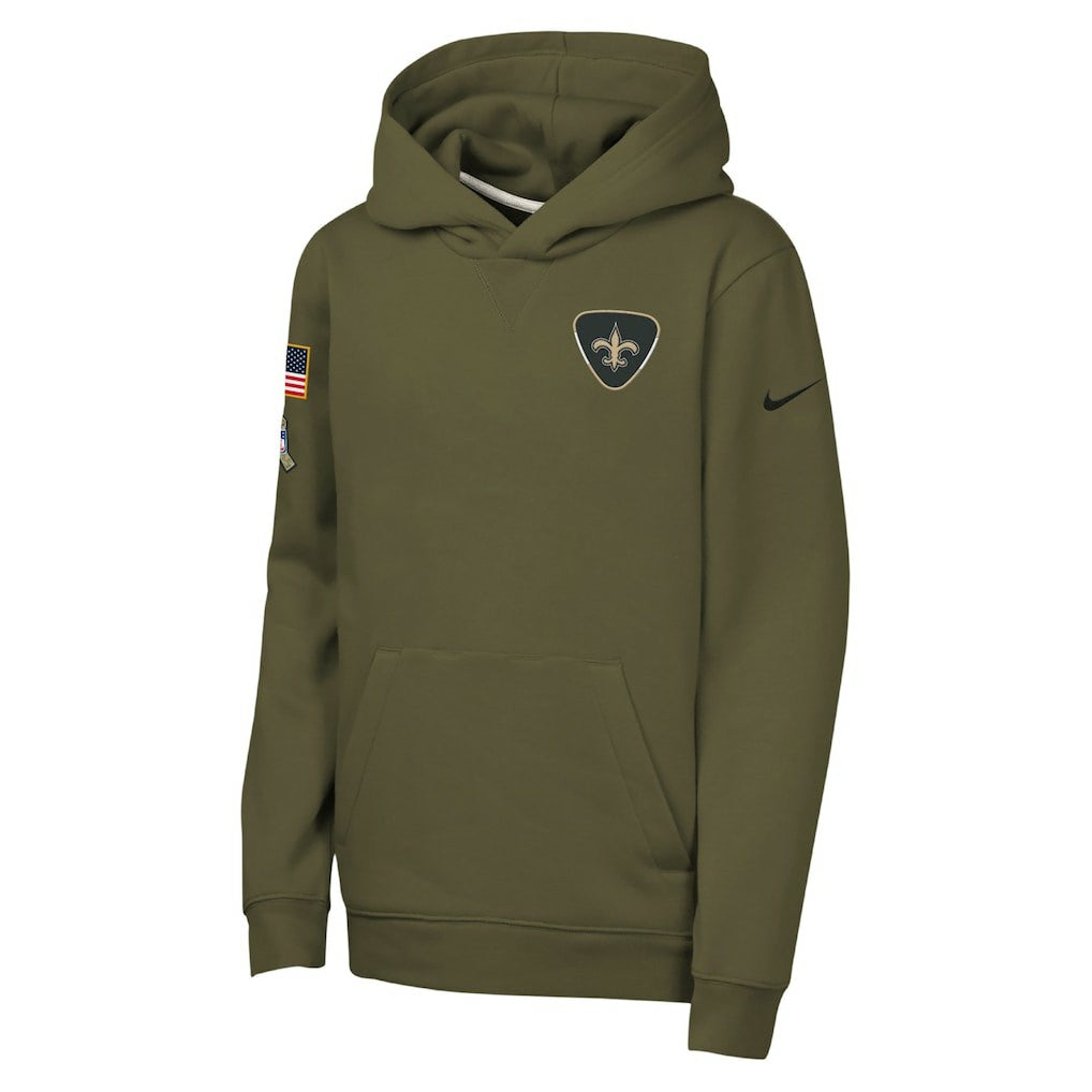 New Orleans Saints Nike Youth 2025 Salute to Service Club Fleece Hoodie