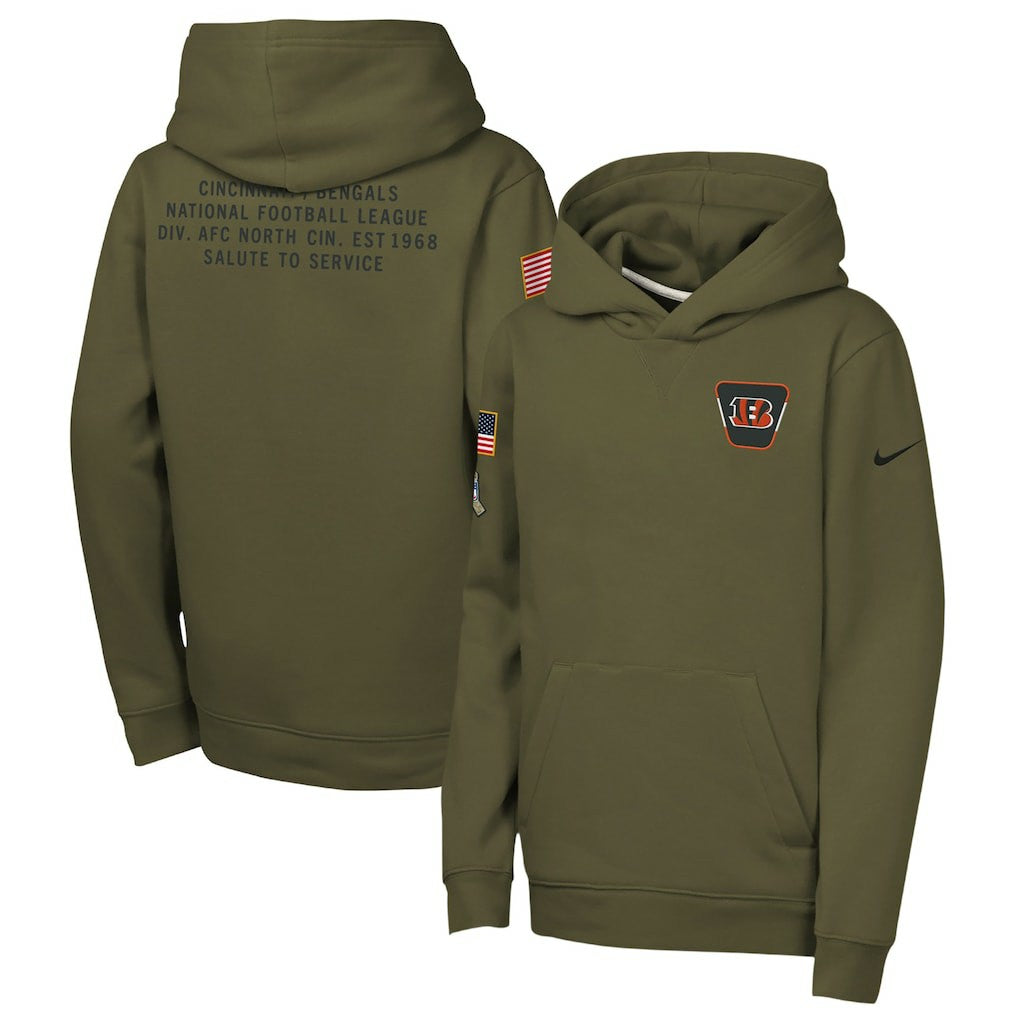Cincinnati Bengals Nike Youth 2025 Salute to Service Club Fleece Hoodie