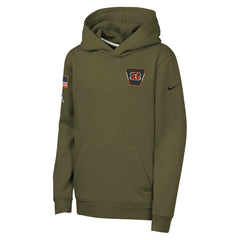 Cincinnati Bengals Nike Youth 2025 Salute to Service Club Fleece Hoodie