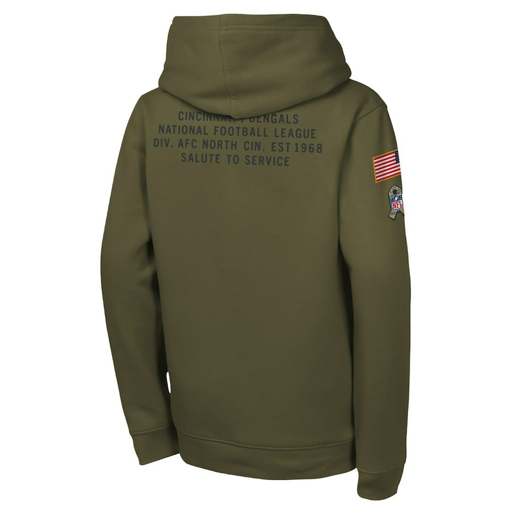 Cincinnati Bengals Nike Youth 2025 Salute to Service Club Fleece Hoodie