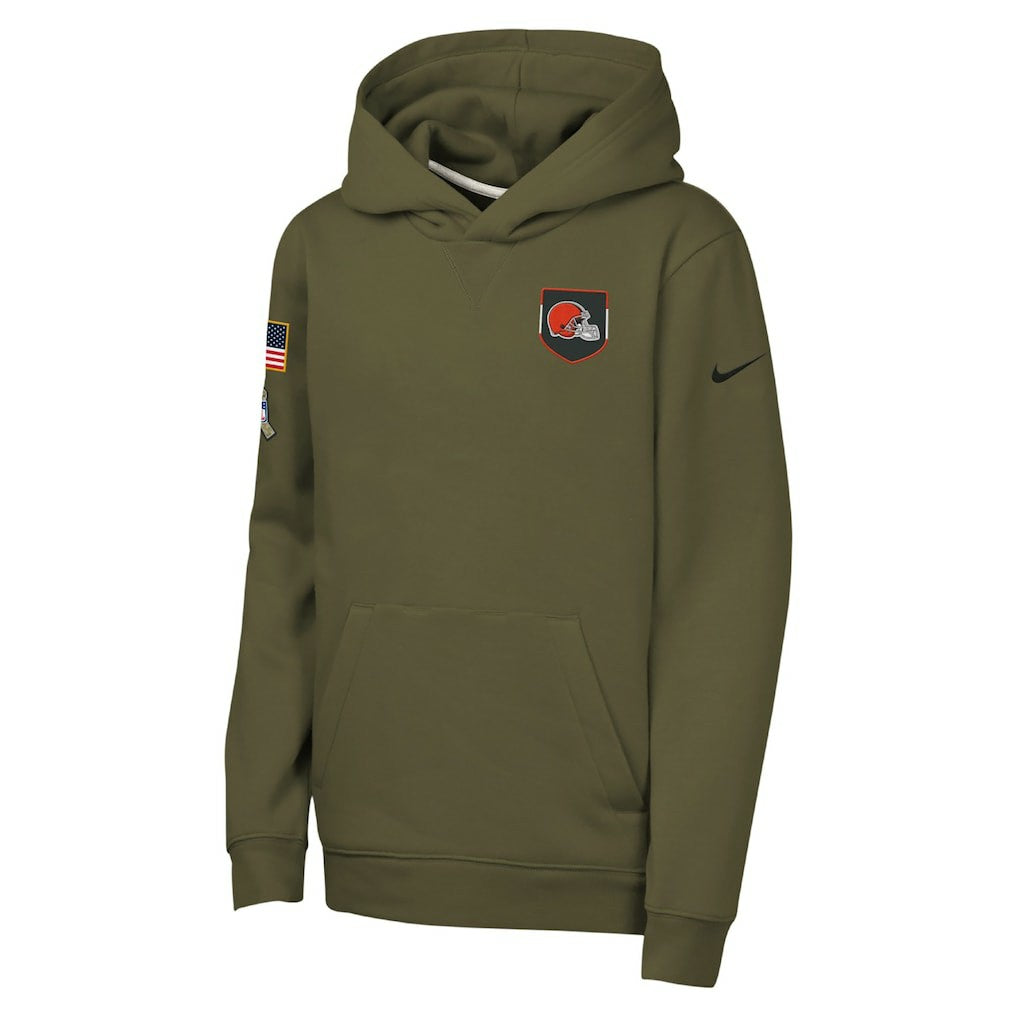 Cleveland Browns Nike Youth 2025 Salute to Service Club Fleece Hoodie