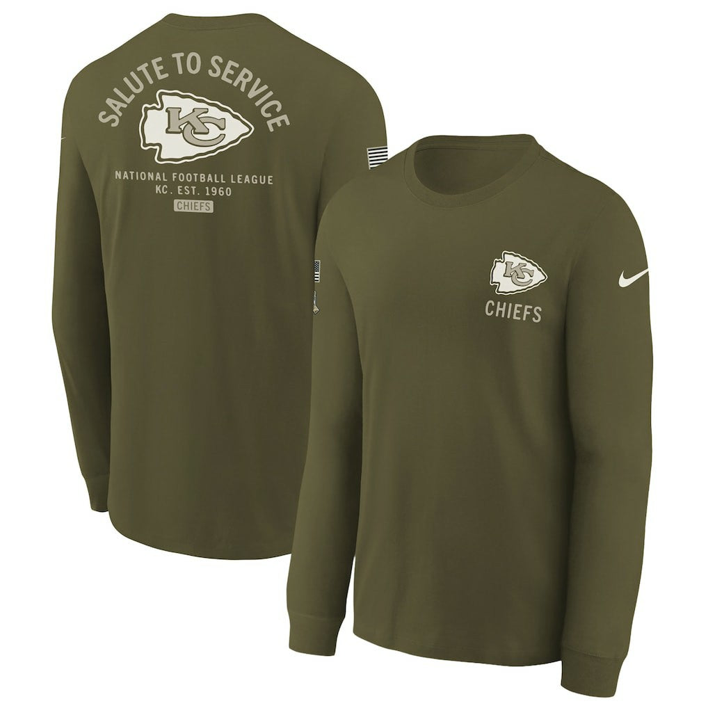 Kansas City Chiefs Nike Youth 2025 Salute to Service Sideline Long Sleeve T-Shirt