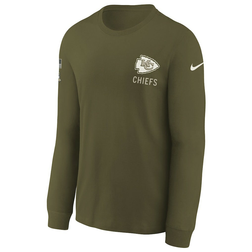 Kansas City Chiefs Nike Youth 2025 Salute to Service Sideline Long Sleeve T-Shirt