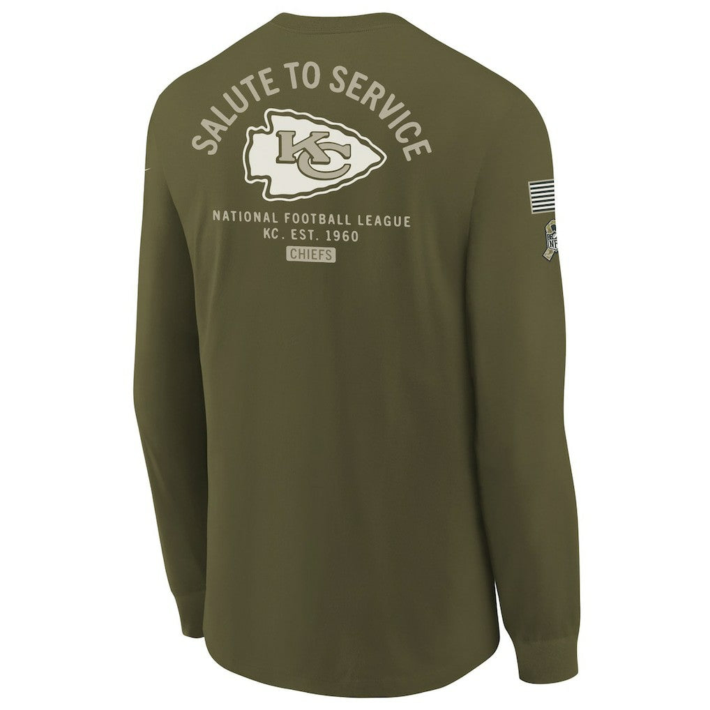 Kansas City Chiefs Nike Youth 2025 Salute to Service Sideline Long Sleeve T-Shirt