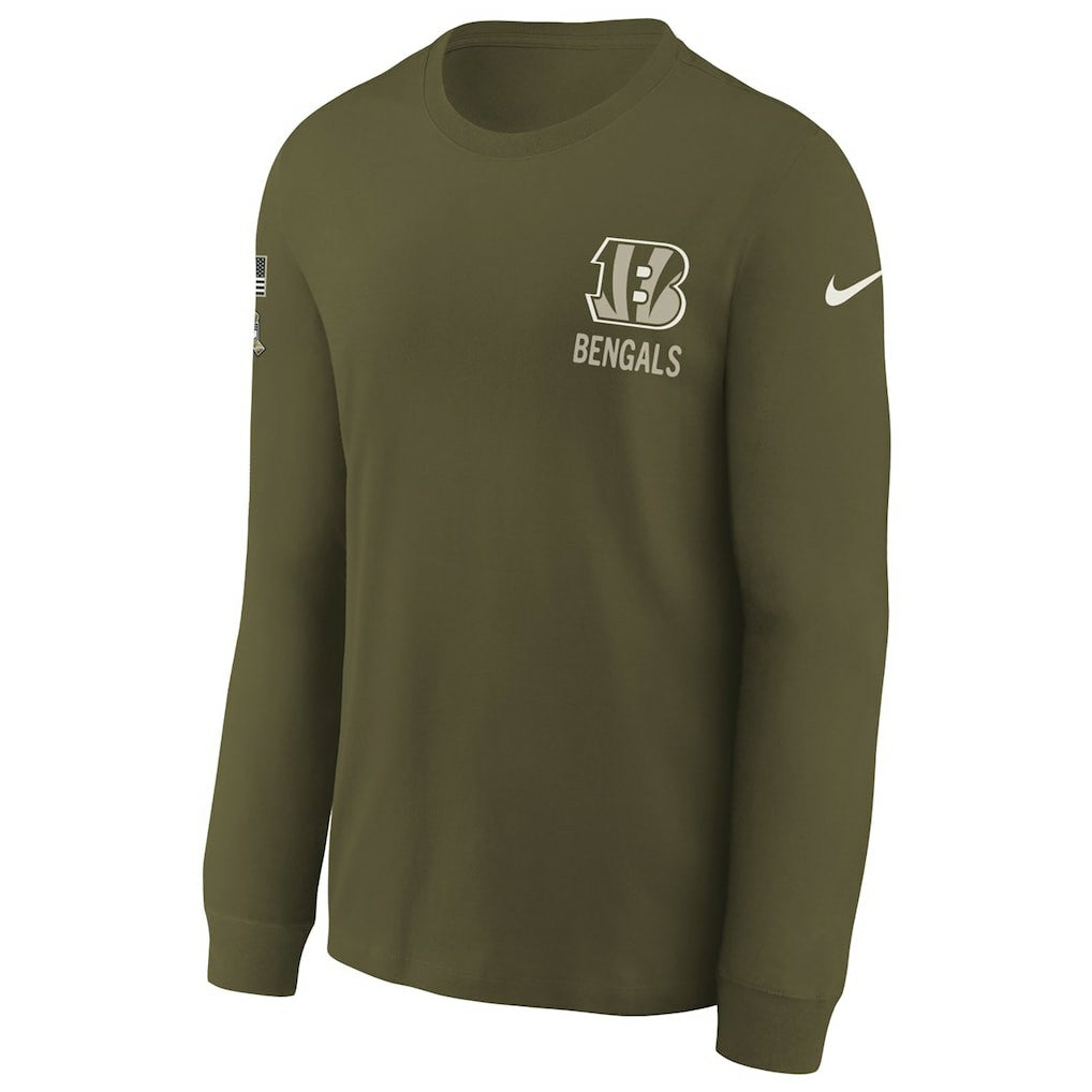Cincinnati Bengals Nike Youth 2025 Salute to Service Sideline Long Sleeve T-Shirt