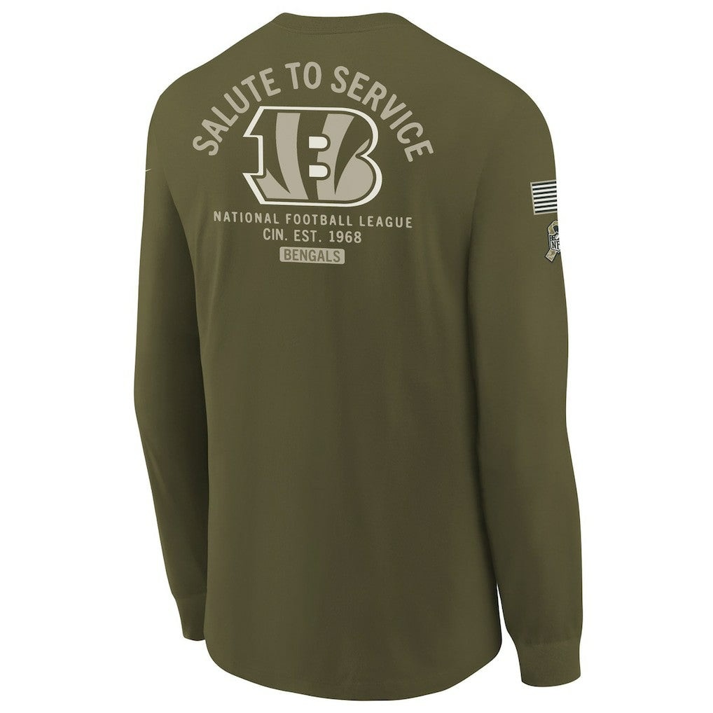 Cincinnati Bengals Nike Youth 2025 Salute to Service Sideline Long Sleeve T-Shirt